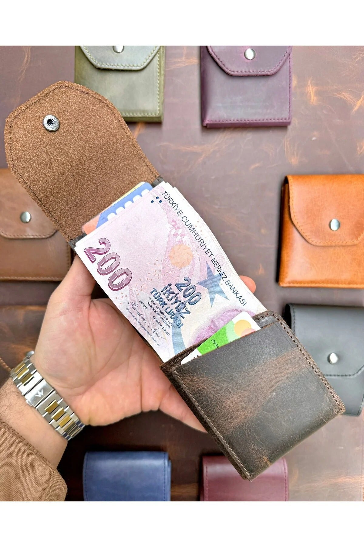 %100 Hakiki Deri Cüzdan – Mühür Mumlu Özel Tasarım
